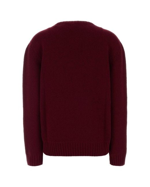 Prada Red Logo Crew Neck Sweater