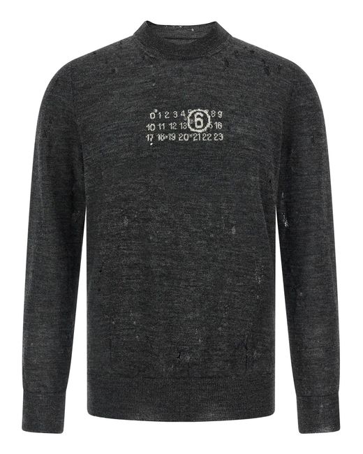 MM6 by Maison Martin Margiela 'numerieke Signature Mm6' Sweater in het Black voor heren