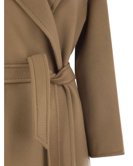 Max Mara Melinda Cashmere Midi Coat Met Riem in het Natural