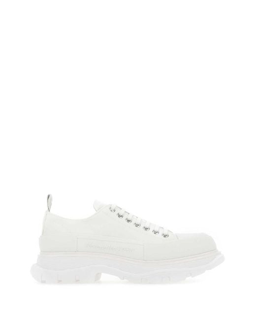McQueen White Canvas Tread Slick Sneakers for men
