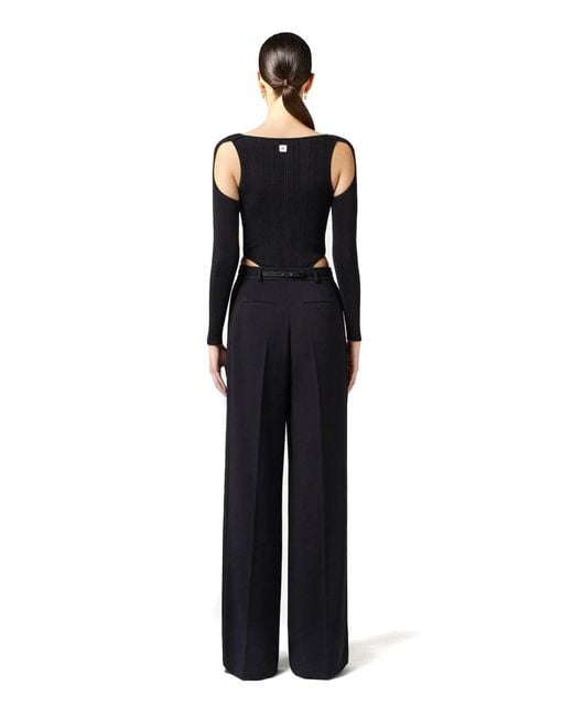 Elisabetta Franchi Blue Wide-Leg Trousers With High Waist