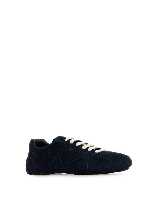 Prada Blue Dark Suede Montecarlo Sneakers