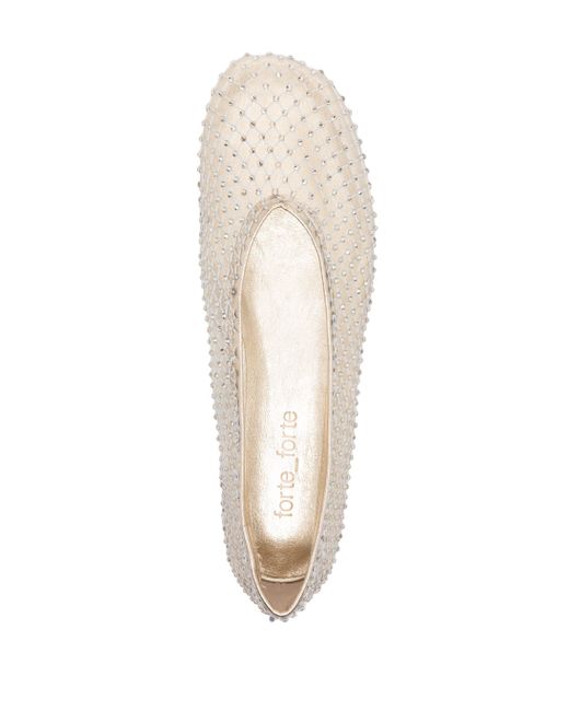 Forte Forte White Strass Mesh Ballerina Schuhe