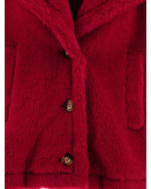Max Mara Teddy Fabric Short Cloak in het Red