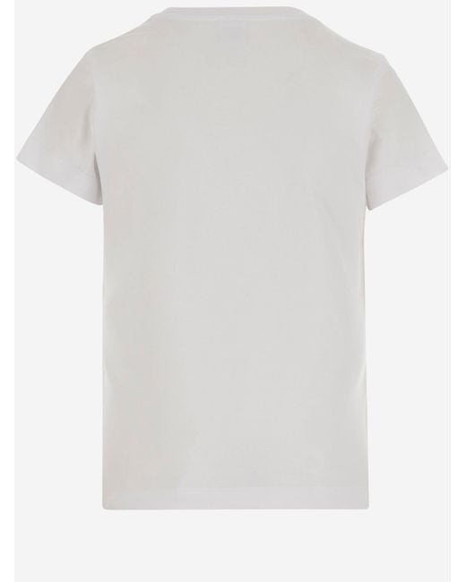 Pinko White Bussolotto Cotton T Shirt With Logo