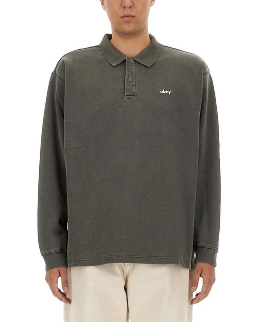 Obey Gray Cotton Polo for men