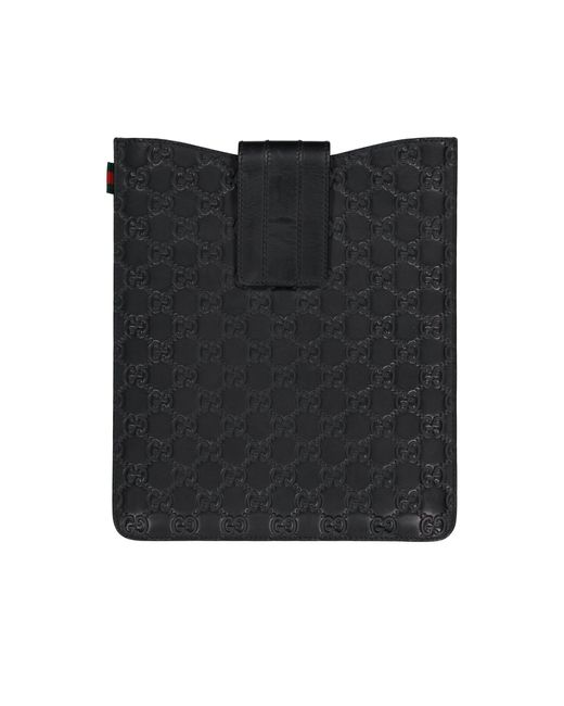 Gucci Black Ipad Leather Logo Cover for men