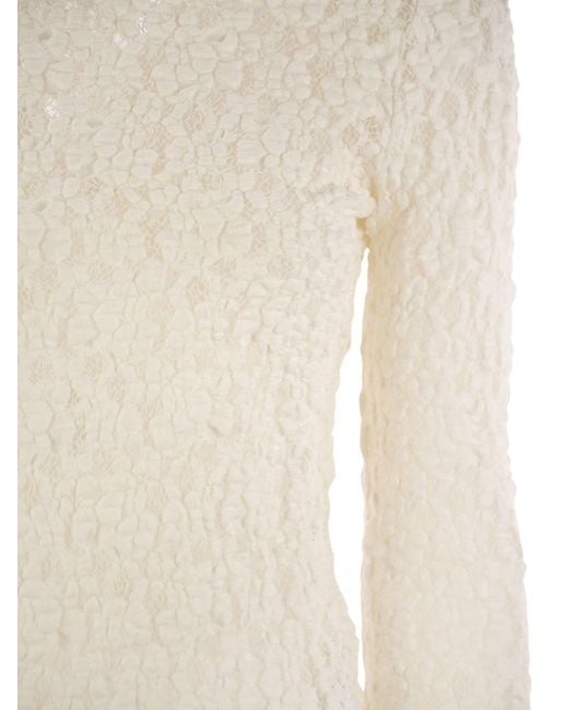 Max Mara Natural Gennaio Tight Fitting Cloqué Lace Jersey