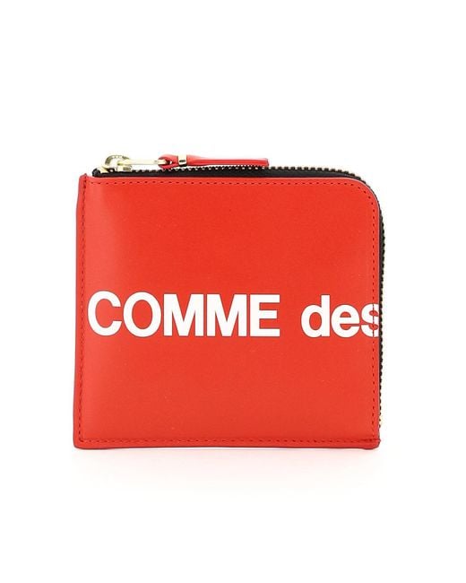 Comme des Garçons Comme Des Garcons Portemonnee Portemonnee Met Rits Enorme Logo in het Red voor heren