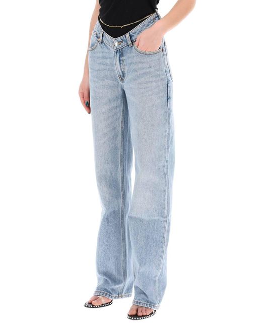 Jeans asimétricos con detalles de cadena. Alexander Wang de color Blue