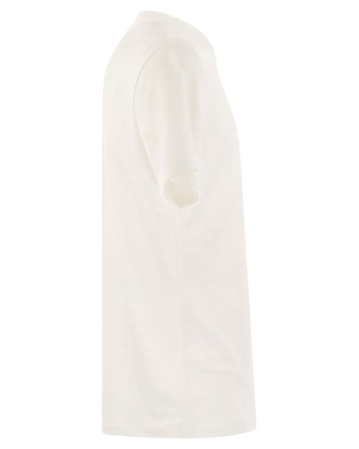 Mc2 Saint Barth White Ecstasea Linen T Shirt With Pocket