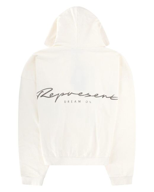 Represent White Graphic Hoodie for men