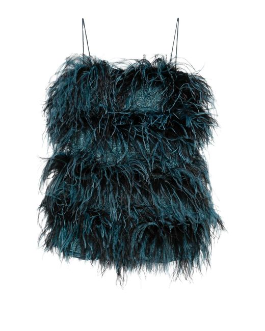 Oseree Green Fluffy Mini Dress