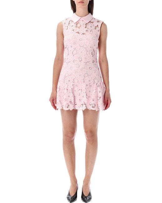 Self-Portrait Pink Mini Dress With Elegant Detailing