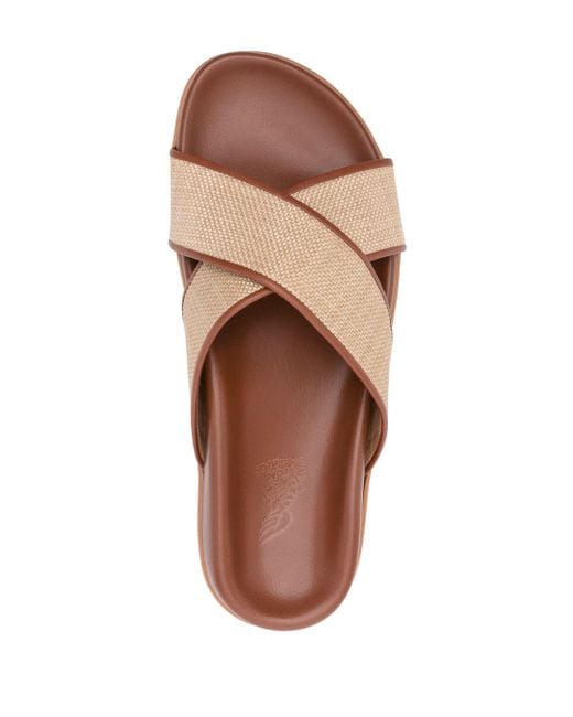 Ancient Greek Sandals Brown Thais Footbed Nappa/Raffia Shoes