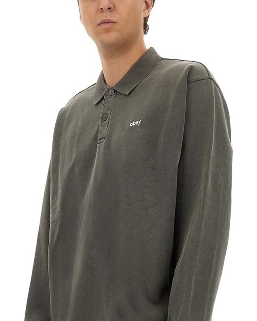 Obey Gray Cotton Polo for men