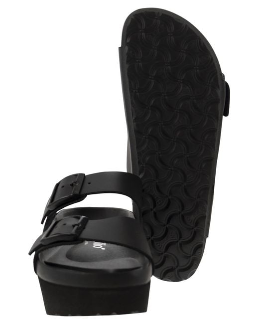 Birkenstock Black Arizona Plattform Sandale mit zwei Schnallen