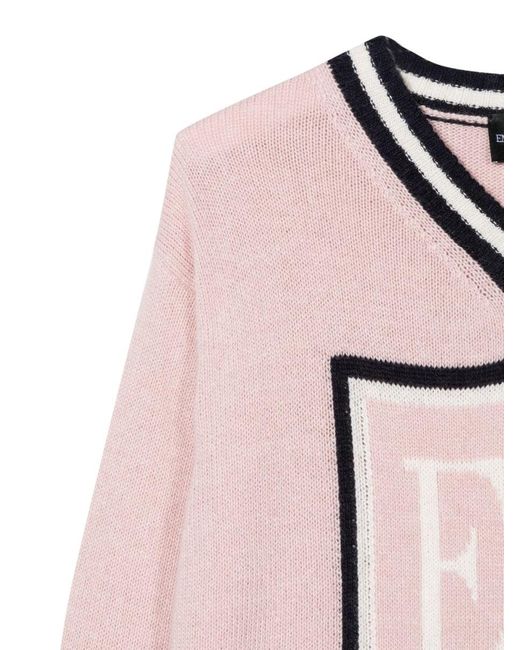 Emporio Armani Pullover V Nek. Wapenjas Ea in het Pink