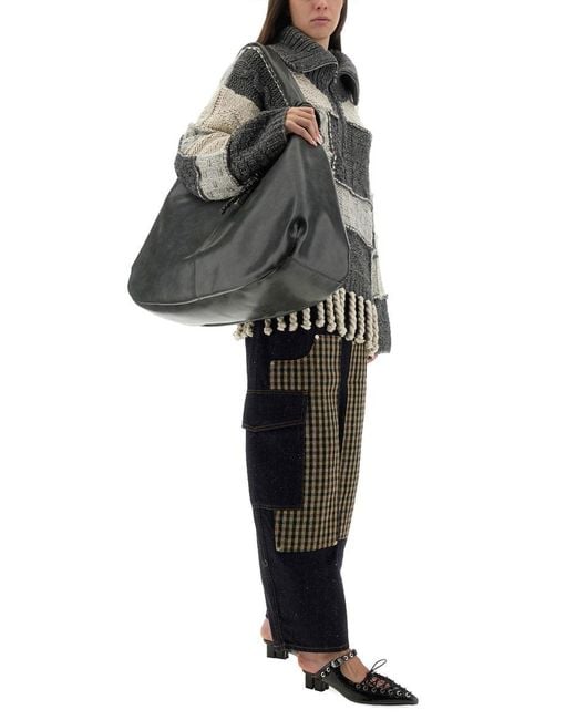 Ganni Gray Patchwork Jersey With Bangs