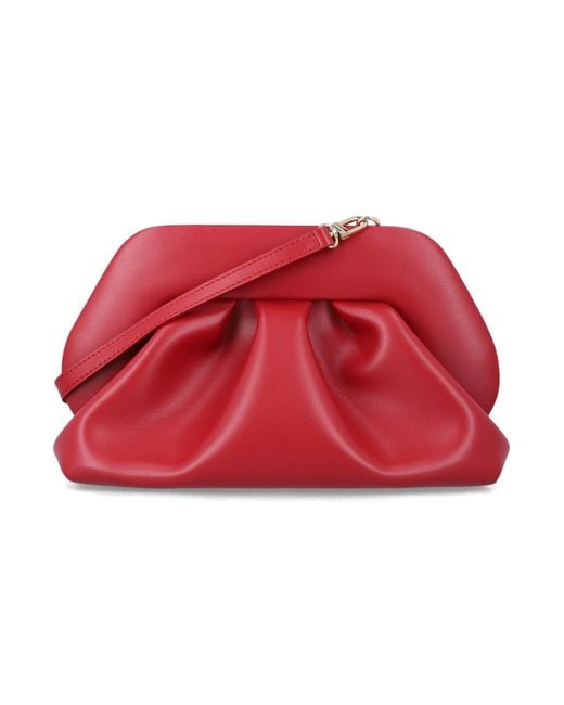 The Moire Red Medium Bios Ruched Clutch Bag
