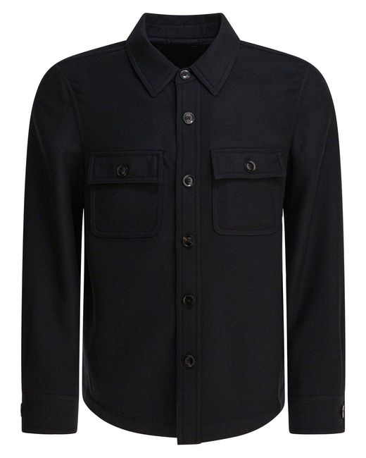 Tom Ford Black Wool And Silk Overshirt Jacket Jackets And Coats for men