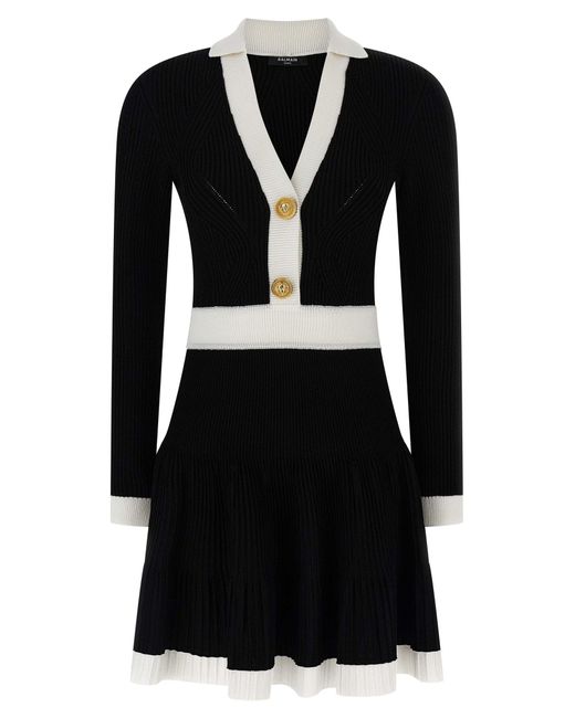 Robe Two Tone Balmain en coloris Black