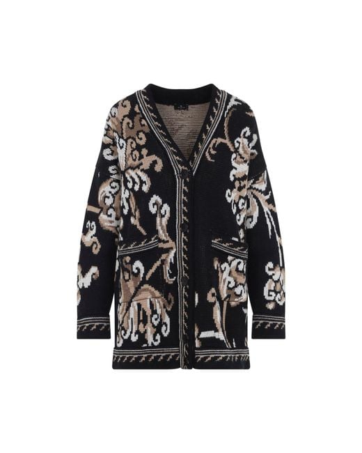 Etro Black Wool Cardigan