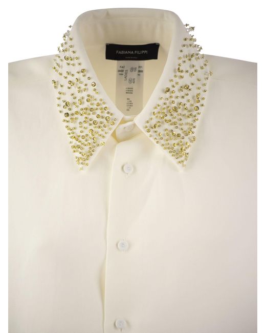Fluido y camisa de viscosa Fabiana Filippi de color White