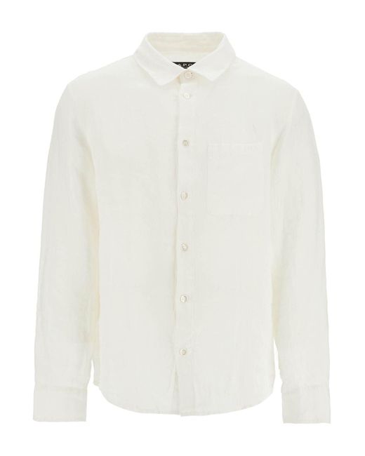 A.P.C. White Leinenkasselhemd für