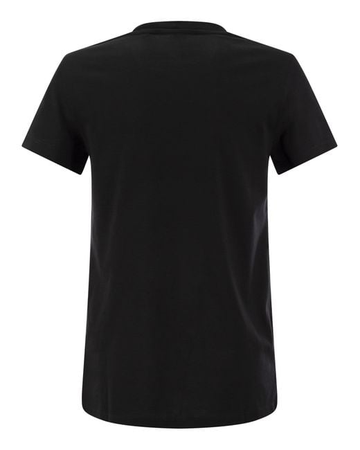 Max Mara Black Taverna Baumwoll -T -Shirt mit Frontalstickerei