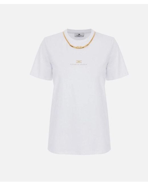 Maglietta Con Collana di Elisabetta Franchi in White