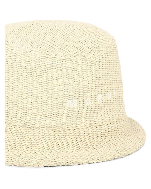 Chapeau de seau Raffia avec broderie de logo Marni en coloris Natural