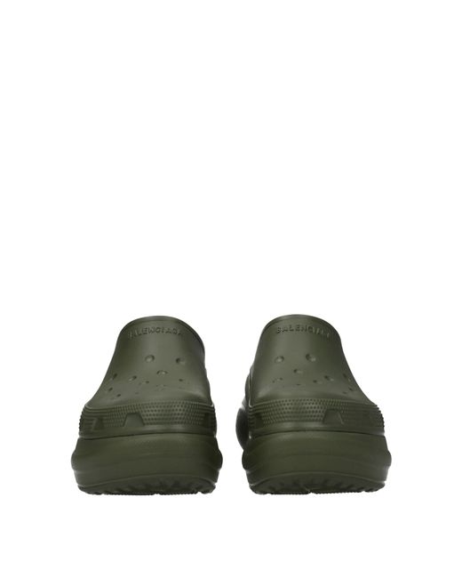 Balenciaga Green Crocs Clogs And Slides Rubber/Khaki