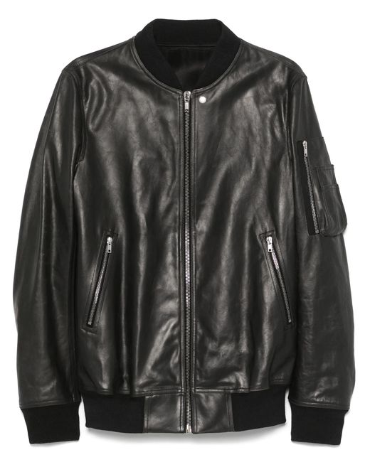 Rick Owens Black Classic Flight Leather Jacket