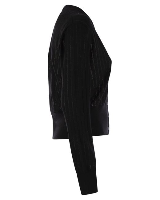 Max Mara Nogara Wol En Silk Cardigan Met Pailletten in het Black