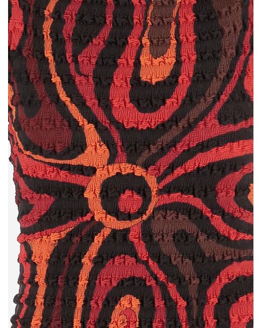Emilio Pucci Red Nylon Top With Crinkled Finish