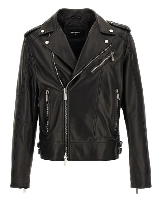 DSquared² Bikerjacke aus Leder in Black für Herren