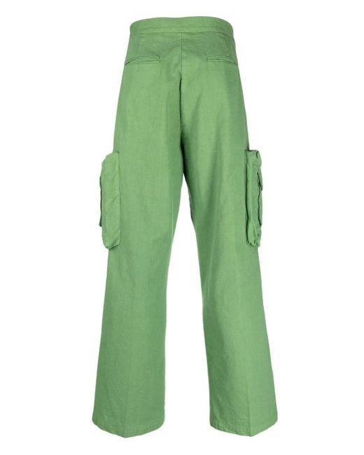 Winnie NY Green Layered Cotton Cargo Trousers for men