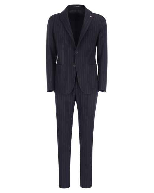Tagliatore Blue Wool And Cotton Suit