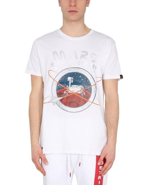 Alpha Industries White Mission To Mars T-Shirt for men