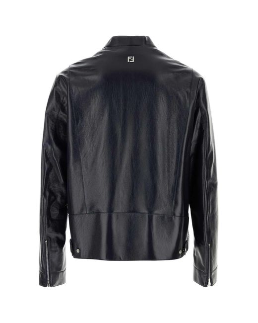 Fendi Black Leather Jackets for men