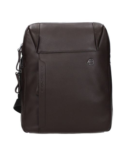 Piquadro Black Crossbody Bags Leather/Moro Head