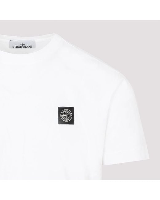 Stone Island White Cotton T Shirt
