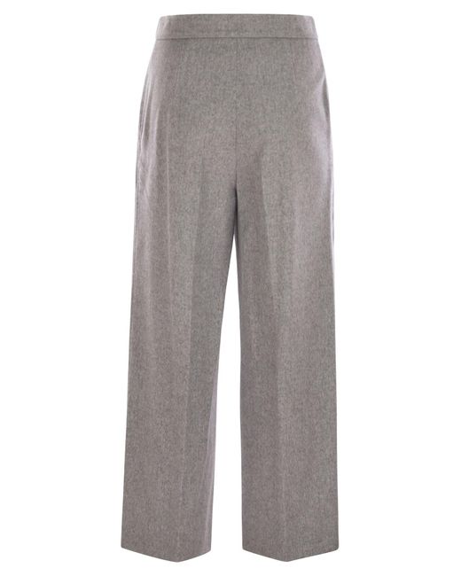 Max Mara Gray Burano Wool Cropped Trousers