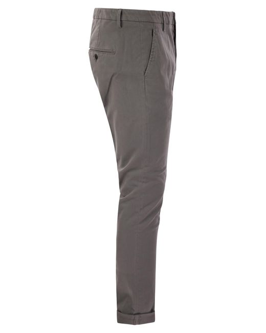 Dondup Gray Gaubert Slim Fit Gabardine Trousers for men