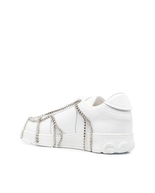 Gcds White Crystal Embellished Sneakers for men