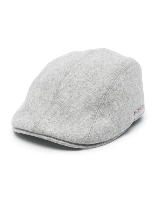 Brunello Cucinelli Baskenmütze Mit Logo-Stickerei in Gray für Herren