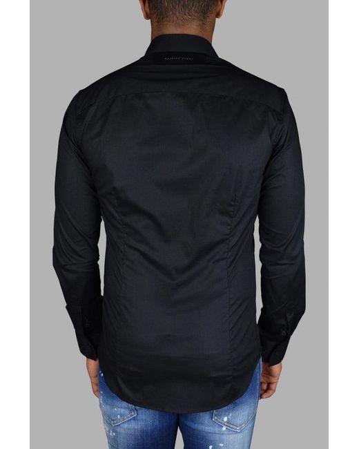 Philipp Plein Blue Skull Button Cotton Shirt for men