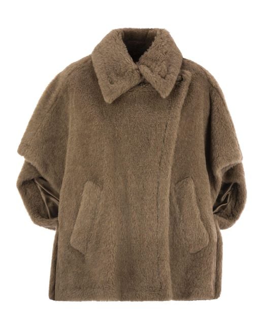 Max Mara Brown Tebe4 Teddy Fabric Cape