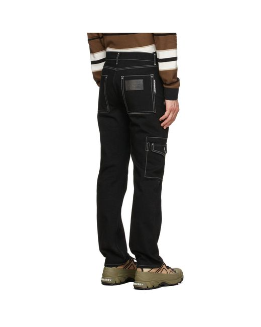 Pantalones de carga de mezclilla de Burberry de hombre de color Black